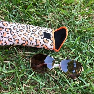 Brown Coach Gold Aviator Sunglasses